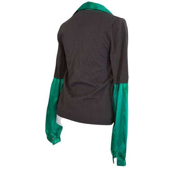 Y2K Candies Satin Green Low Scoop Neck Knit Vest Built in Shirt Layer Size Large - Picture 4 of 16